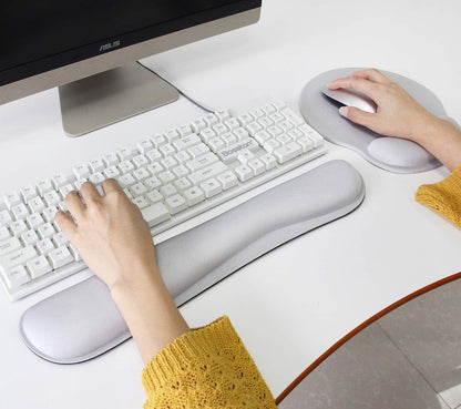 Ergonomic Keyboard Mouse Pad Wrist Rest Support Set for Laptop/Computer/Desktop,Memory Foam Hand Rest Wrist Cushion for Gaming/Office,Lightweight Comfortable & Pain Relief (Greyish White)